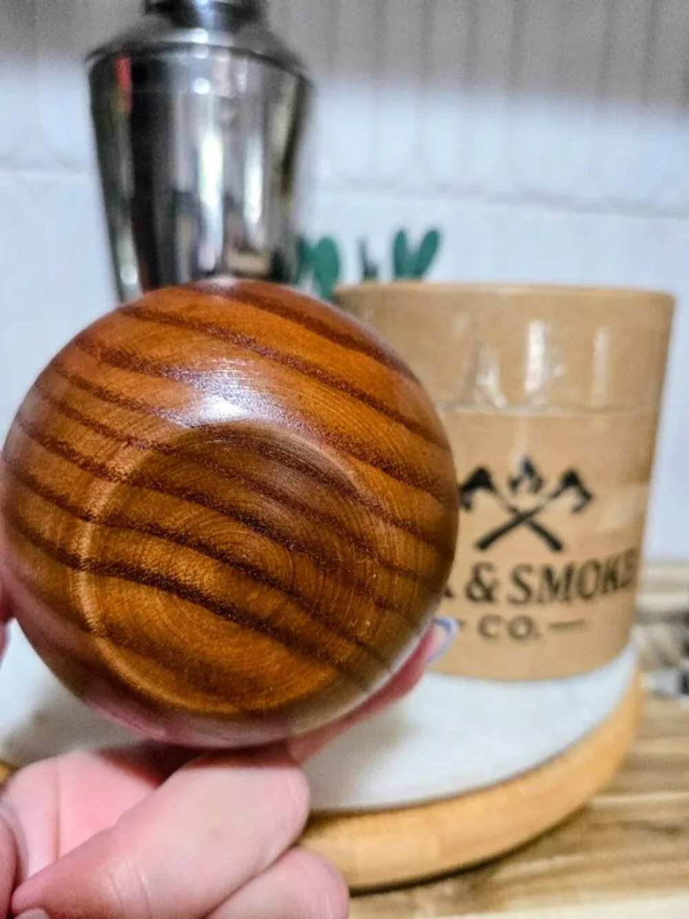 NWT Oak & Smoke Co Handcrafted Wood Whiskey Cup 250ml